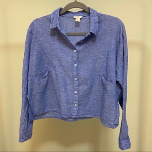 Forever 21 Cropped Long Sleeve Button Up